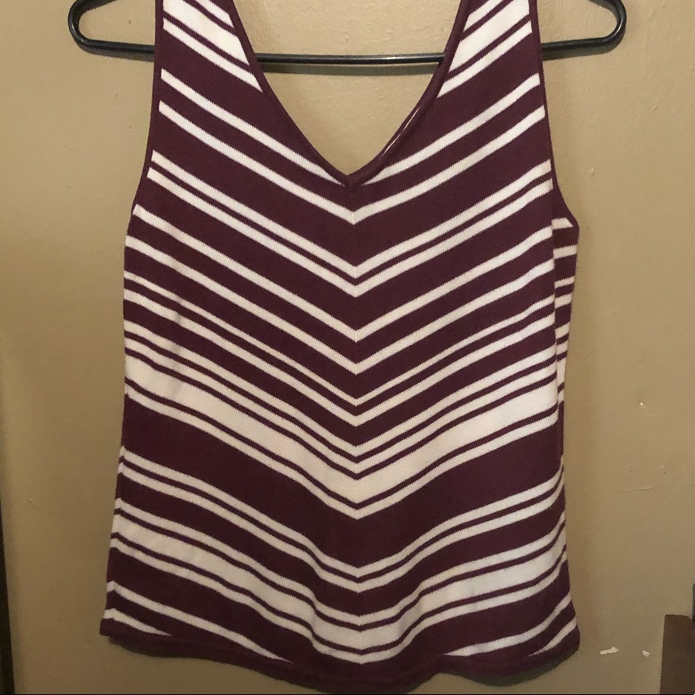 Burgundy and white striped shirt